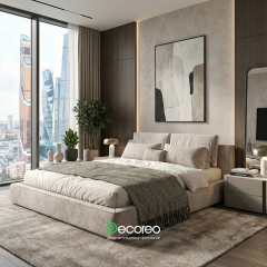 Кровать «Фресно» с мягкими царгами и изголовьем