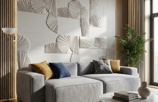 Стеновая 3D панель из гипса «Пальметто» модель 332