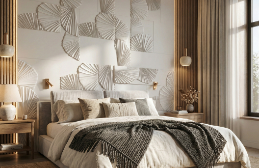 Стеновая 3D панель из гипса «Пальметто» модель 332