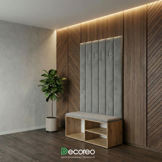 Прихожая с банкеткой и мягкими панелями «Навара»