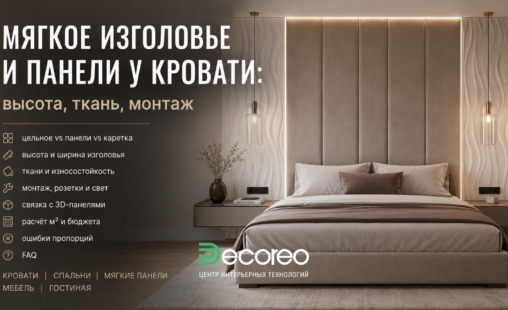 Мягкое изголовье и панели у кровати: высота, ткань, монтаж
